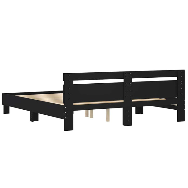 vidaXL Bed Frame with Headboard Black 180x200 cm Engineered Wood