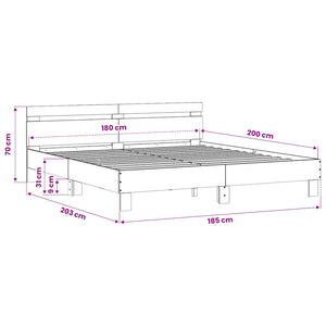 vidaXL Bed Frame with Headboard Black 180x200 cm Engineered Wood