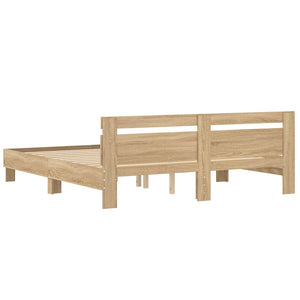 vidaXL Bed Frame with Headboard Sonoma Oak 180x200 cm Engineered Wood