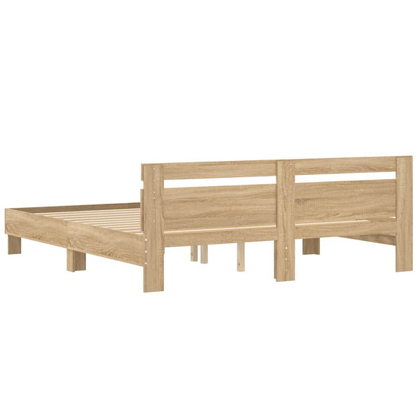 vidaXL Bed Frame with Headboard Sonoma Oak 180x200 cm Engineered Wood