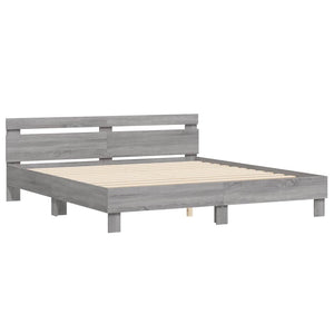 vidaXL Bed Frame with Headboard Gray Sonoma 180x200 cm Engineered Wood