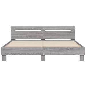 vidaXL Bed Frame with Headboard Gray Sonoma 180x200 cm Engineered Wood