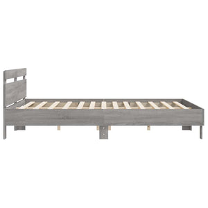 vidaXL Bed Frame with Headboard Gray Sonoma 180x200 cm Engineered Wood