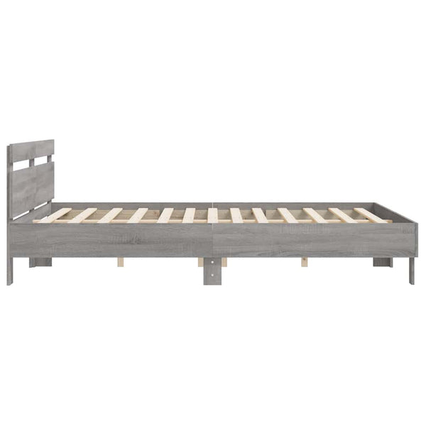 vidaXL Bed Frame with Headboard Gray Sonoma 180x200 cm Engineered Wood