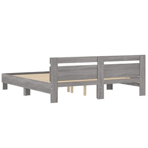 vidaXL Bed Frame with Headboard Gray Sonoma 180x200 cm Engineered Wood