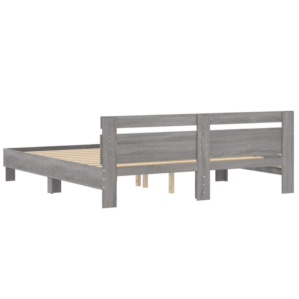 vidaXL Bed Frame with Headboard Gray Sonoma 180x200 cm Engineered Wood