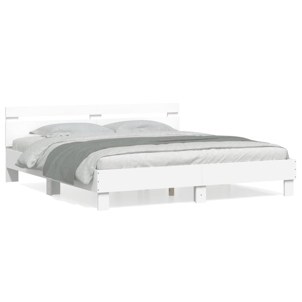 vidaXL Bed Frame with Headboard White 160x200 cm Engineered Wood