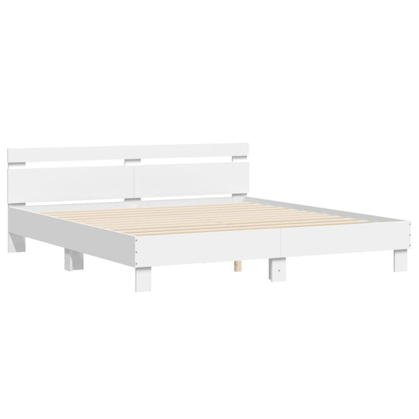 vidaXL Bed Frame with Headboard White 160x200 cm Engineered Wood