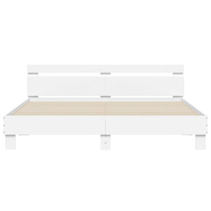 vidaXL Bed Frame with Headboard White 160x200 cm Engineered Wood