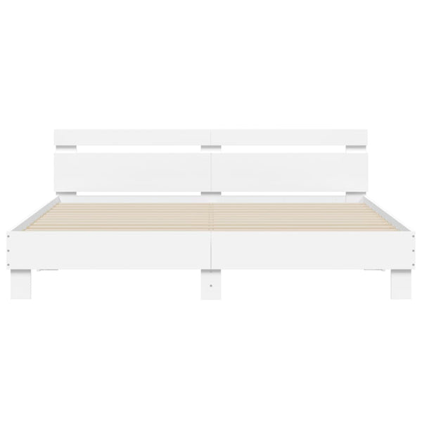 vidaXL Bed Frame with Headboard White 160x200 cm Engineered Wood