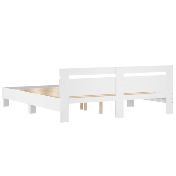 vidaXL Bed Frame with Headboard White 160x200 cm Engineered Wood