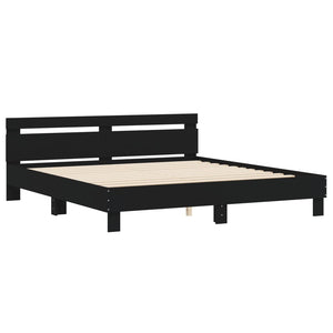vidaXL Bed Frame with Headboard Black 160x200 cm Engineered Wood
