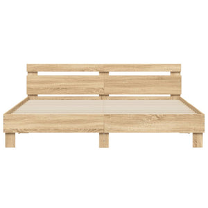 vidaXL Bed Frame with Headboard Sonoma Oak 160x200 cm Engineered Wood