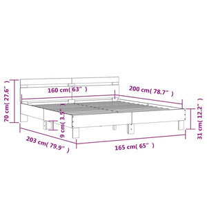 vidaXL Bed Frame with Headboard Sonoma Oak 160x200 cm Engineered Wood