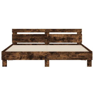 vidaXL Bed Frame with Headboard Smoked Oak 160x200 cm Engineered Wood