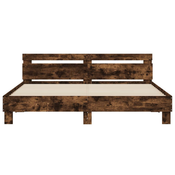 vidaXL Bed Frame with Headboard Smoked Oak 160x200 cm Engineered Wood