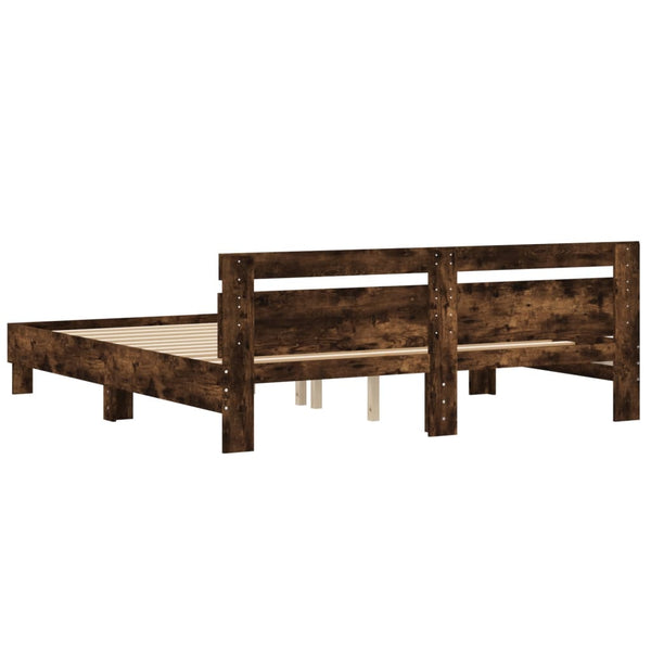 vidaXL Bed Frame with Headboard Smoked Oak 160x200 cm Engineered Wood