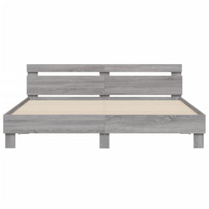 vidaXL Bed Frame with Headboard Grey Sonoma 160x200 cm Engineered Wood