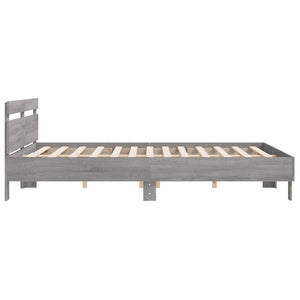 vidaXL Bed Frame with Headboard Grey Sonoma 160x200 cm Engineered Wood