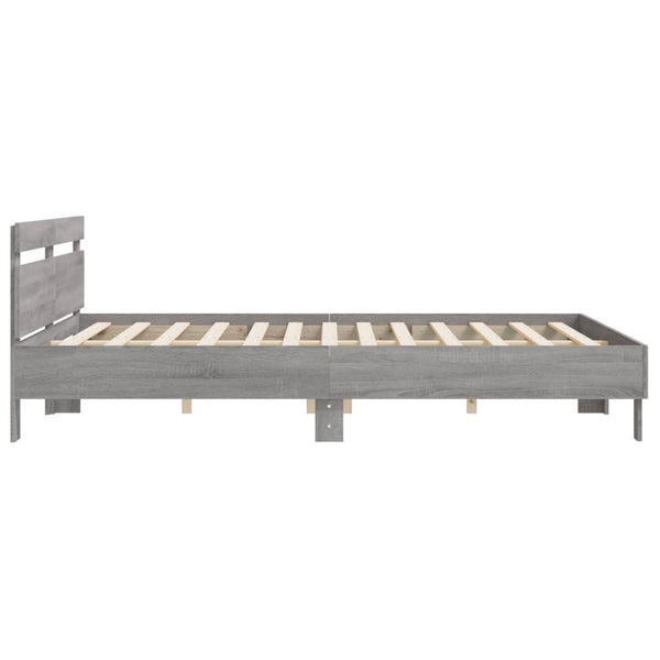vidaXL Bed Frame with Headboard Grey Sonoma 160x200 cm Engineered Wood