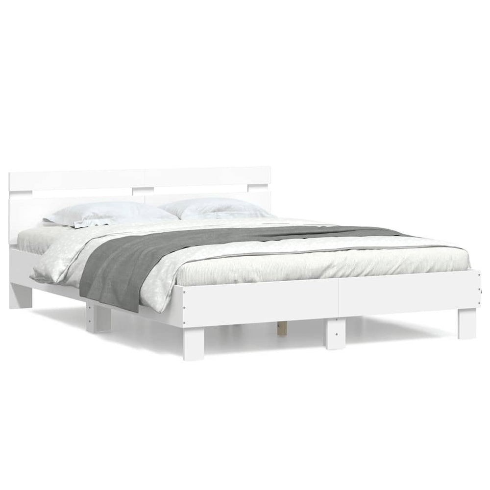 vidaXL Bed Frame with Headboard White 150x200 cm Engineered Wood