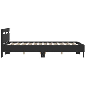vidaXL Bed Frame with Headboard Black 150x200 cm Engineered Wood
