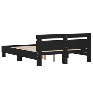 vidaXL Bed Frame with Headboard Black 150x200 cm Engineered Wood