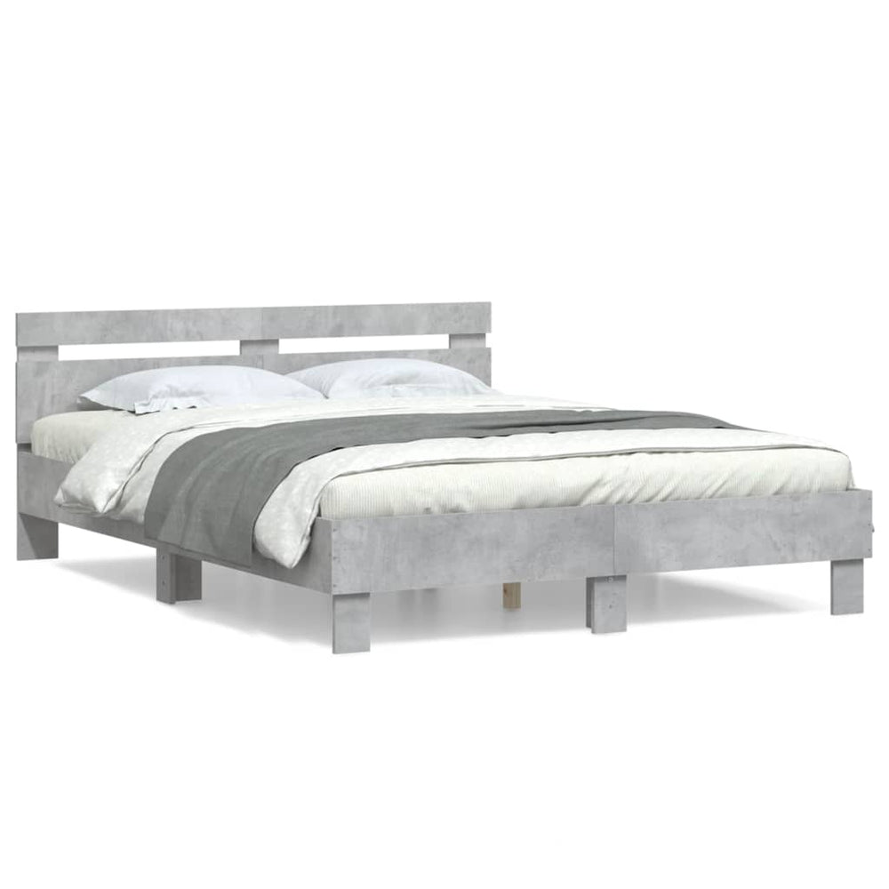 vidaXL Bed Frame with Headboard Concrete Grey 150x200 cm Engineered Wood
