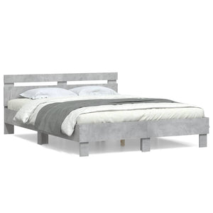 vidaXL Bed Frame with Headboard Concrete Grey 150x200 cm Engineered Wood