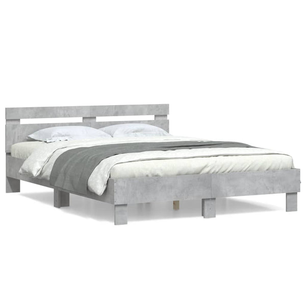vidaXL Bed Frame with Headboard Concrete Grey 150x200 cm Engineered Wood