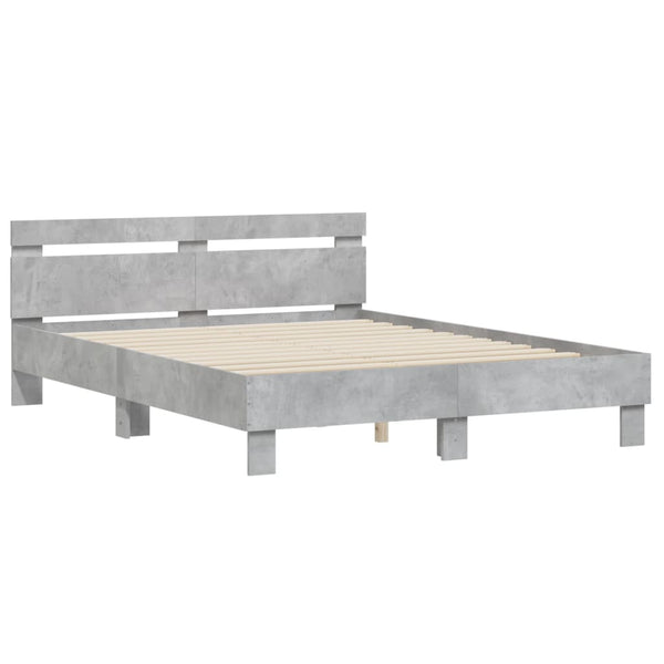 vidaXL Bed Frame with Headboard Concrete Grey 150x200 cm Engineered Wood