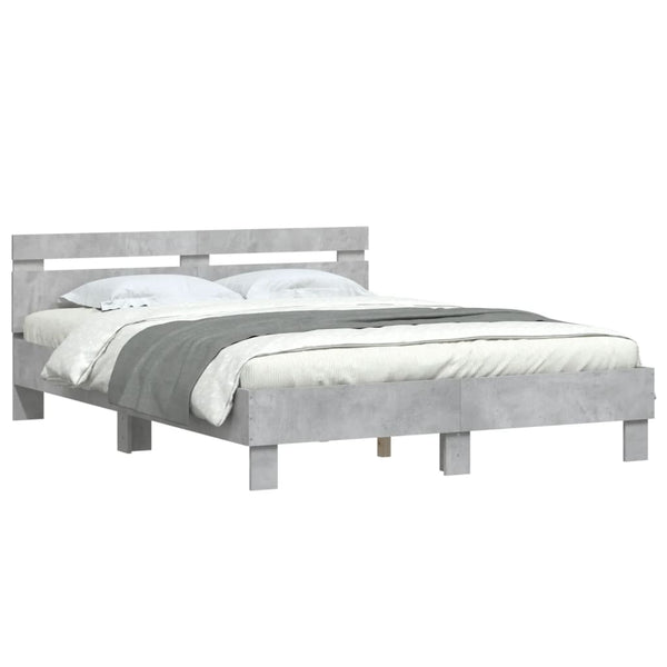 vidaXL Bed Frame with Headboard Concrete Grey 150x200 cm Engineered Wood