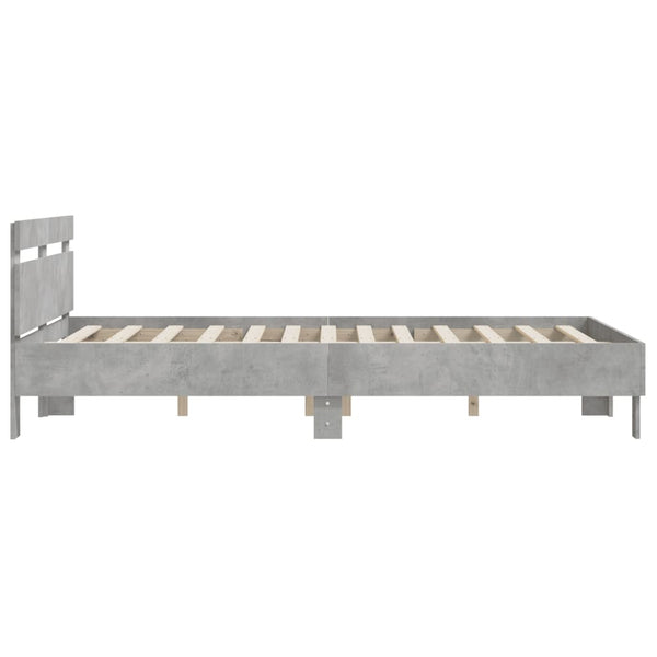 vidaXL Bed Frame with Headboard Concrete Grey 150x200 cm Engineered Wood
