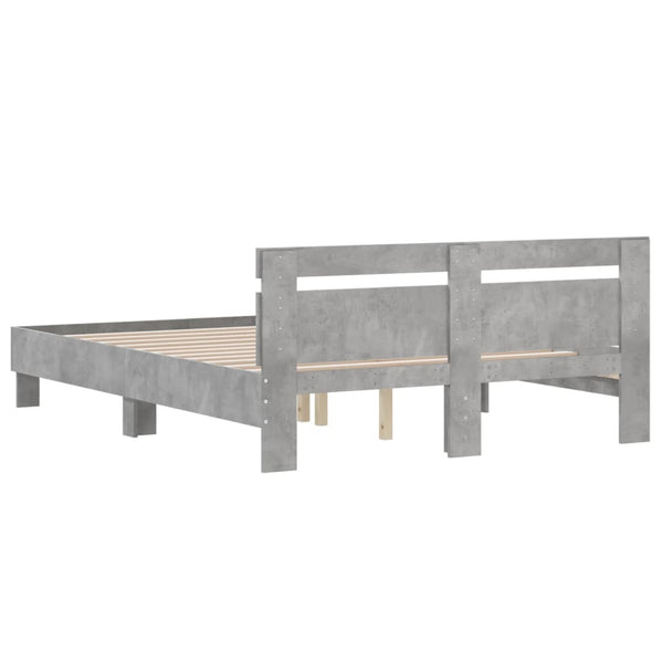 vidaXL Bed Frame with Headboard Concrete Grey 150x200 cm Engineered Wood