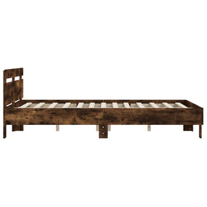 vidaXL Bed Frame with Headboard Smoked Oak 150x200 cm Engineered Wood