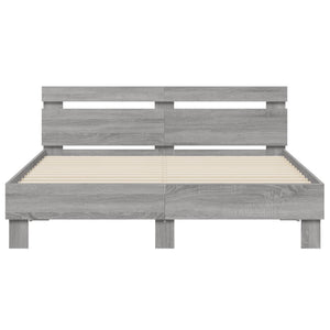 vidaXL Bed Frame with Headboard Gray Sonoma 150x200 cm Engineered Wood