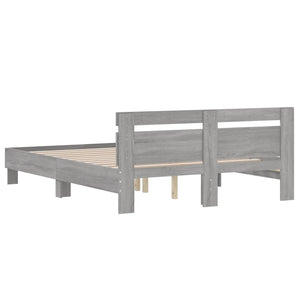 vidaXL Bed Frame with Headboard Gray Sonoma 150x200 cm Engineered Wood