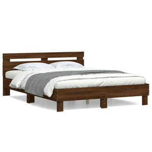 vidaXL Bed Frame with Headboard Brown Oak Effect 150x200 cm