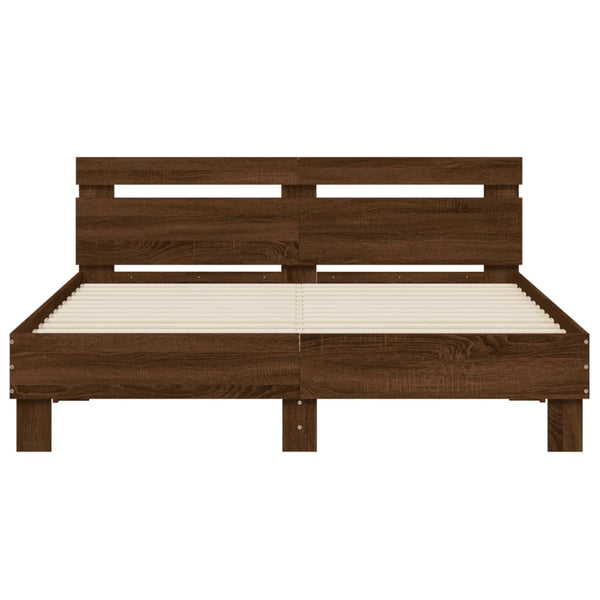 vidaXL Bed Frame with Headboard Brown Oak Effect 150x200 cm