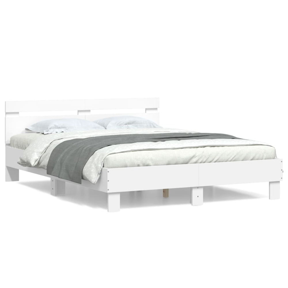 vidaXL Bed Frame with Headboard White 140x200 cm Engineered Wood