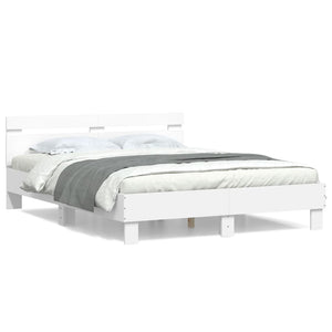 vidaXL Bed Frame with Headboard White 140x200 cm Engineered Wood