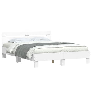 vidaXL Bed Frame with Headboard White 140x200 cm Engineered Wood