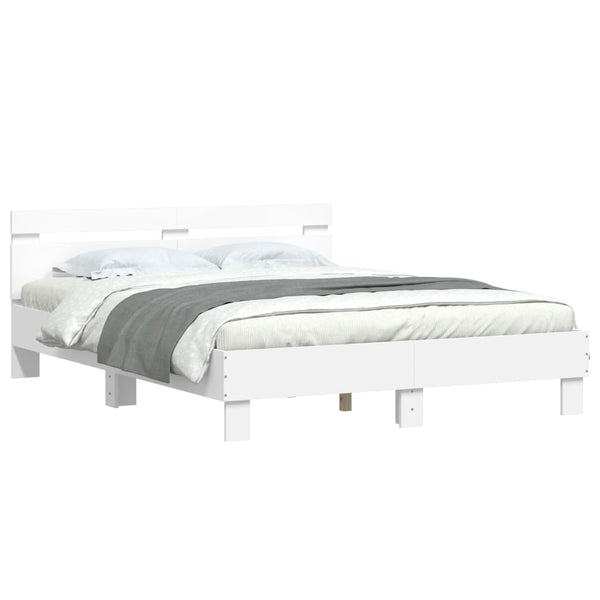 vidaXL Bed Frame with Headboard White 140x200 cm Engineered Wood