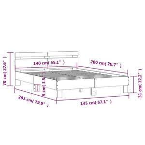 vidaXL Bed Frame with Headboard White 140x200 cm Engineered Wood