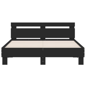 vidaXL Bed Frame with Headboard Black 140x200 cm Engineered Wood
