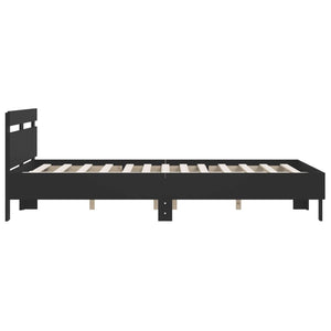 vidaXL Bed Frame with Headboard Black 140x200 cm Engineered Wood