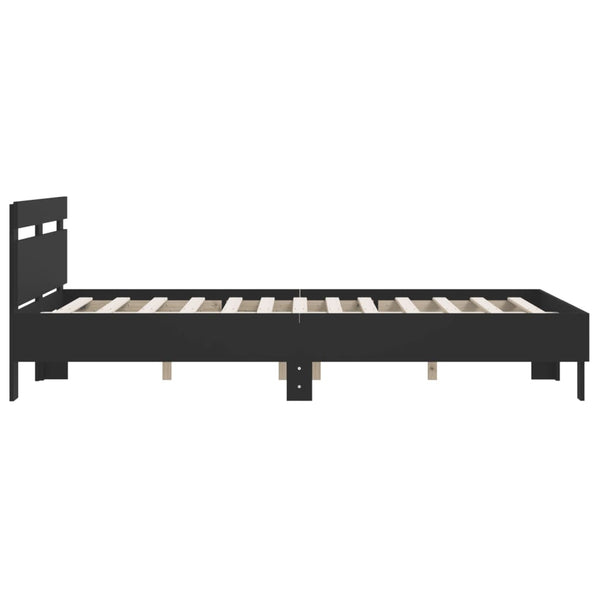 vidaXL Bed Frame with Headboard Black 140x200 cm Engineered Wood