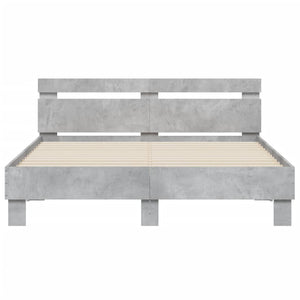 vidaXL Bed Frame with Headboard Concrete Grey 140x200 cm Engineered Wood