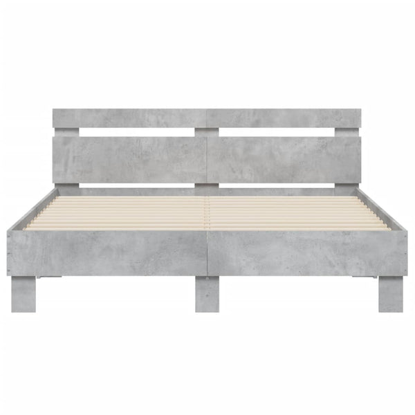 vidaXL Bed Frame with Headboard Concrete Grey 140x200 cm Engineered Wood