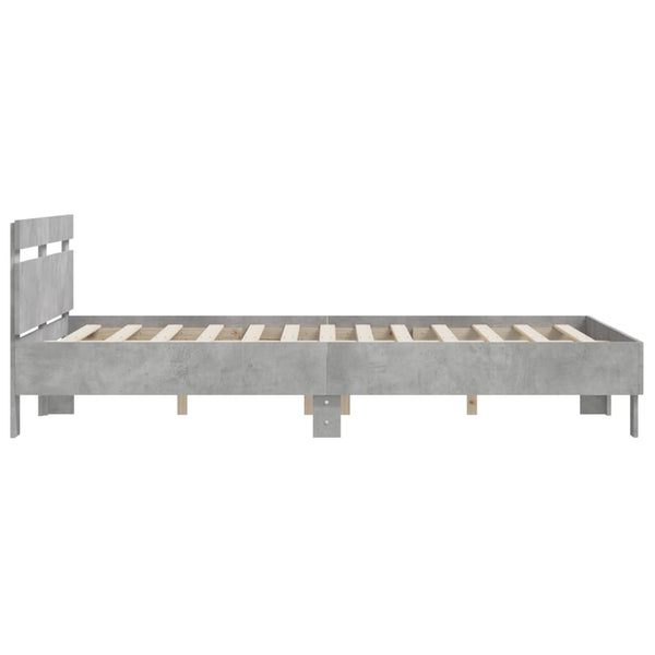 vidaXL Bed Frame with Headboard Concrete Grey 140x200 cm Engineered Wood